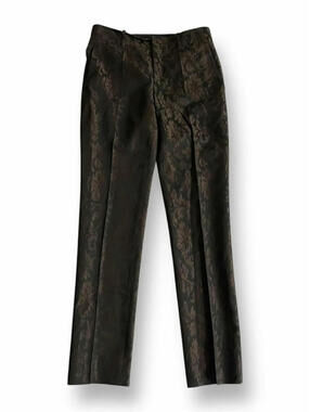 GUCCI FW/12 BURGUNDY FLORAL JACQUARD STRAIGHT-LEG TROUSERS EU 38